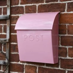 “Rose Mist” Light Pink Contemporary Post Box With Lock