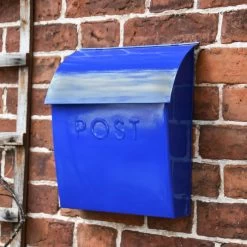 “Sapphire Lagoon” Dark Blue Contemporary Post Box With Lock