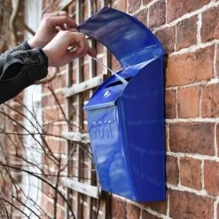 “Sapphire Lagoon” Dark Blue Contemporary Post Box With Lock -House Sign Discount Store lb1153.lock .db 6