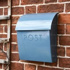 “April Showers” Slate Blue Contemporary Post Box With Lock