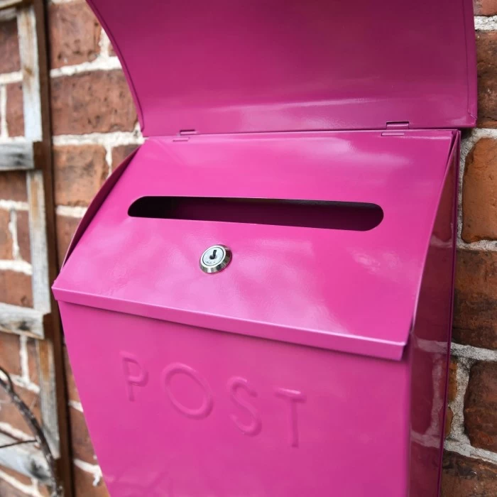 “Persian Summer” Bright Pink Contemporary Post Box With Lock 4 “Persian Summer” Bright Pink Contemporary Post Box With Lock - Image 2