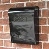 “Cityscape” Black Contemporary Post Box -House Sign Discount Store lb1153 blk cityscape black contemporary post box