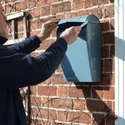 “April Showers” Slate Blue Contemporary Post Box 18 “April Showers” Slate Blue Contemporary Post Box -House Sign Discount Store lb1153 gry contemporary post box scale