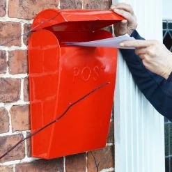 “Mediterranean Sunset” Red Contemporary Post Box -House Sign Discount Store lb1153 r contemporary post box scale