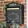 "Osteler Splendour" Black Wall Mounted Post Box With Gold Lettering -House Sign Discount Store lb1163 wall mounted cast iron post box 2 1