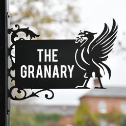 Liver Bird Wall Iron Bracketed House Name Sign - Slim Bracket -House Sign Discount Store liverbird wall mounted doubel sided sign 1 1