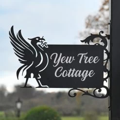 Liver Bird Wall Iron Bracketed House Name Sign - Slim Bracket -House Sign Discount Store liverbird wall mounted doubel sided sign 2 1