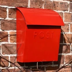 Bright Red Contemporary Post Box With Lock -House Sign Discount Store lockable red contemporary post box