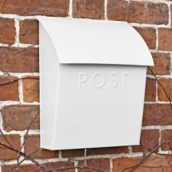 Cream Contemporary Post Box With Lock -House Sign Discount Store lockable white contemporary post box