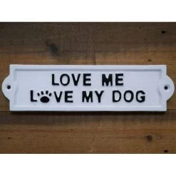 Dog Love Iron Sign Finished In White