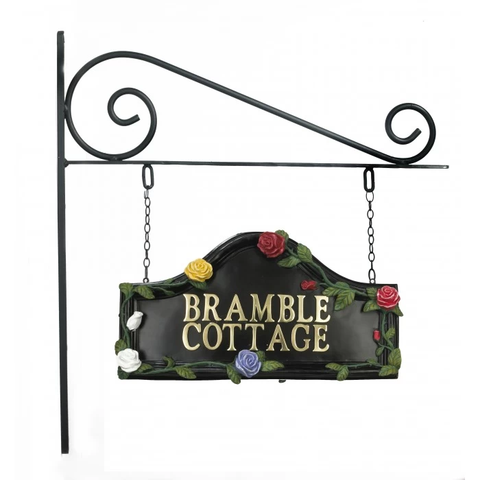 Multi Colour Roses Hand Painted Double Sided House Name Sign 3 Multi Colour Roses Hand Painted Double Sided House Name Sign