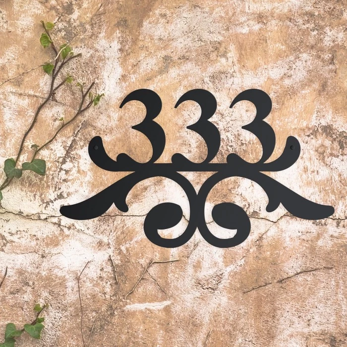 Traditional Iron Ornate Three Number House Sign 4 Traditional Iron Ornate Three Number House Sign - Image 2