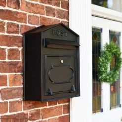 "Osteler Oppulence" Black Wall Mounted Post Box With Black Lettering 11 "Osteler Oppulence" Black Wall Mounted Post Box With Black Lettering -House Sign Discount Store osteler oppulence black wall mounted post box with black lettering