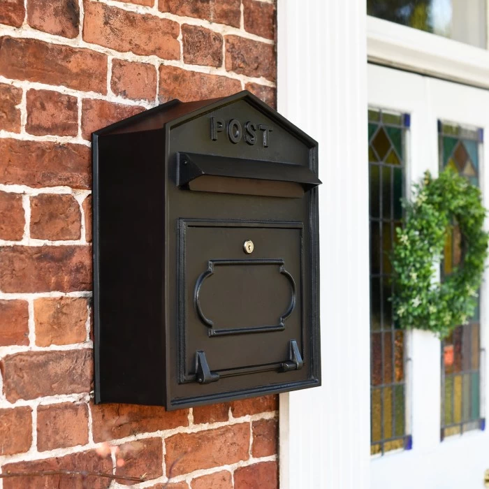 "Osteler Oppulence" Black Wall Mounted Post Box With Black Lettering 7 "Osteler Oppulence" Black Wall Mounted Post Box With Black Lettering - Image 5