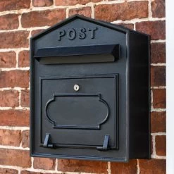 "Osteler Oppulence" Black Wall Mounted Post Box With Black Lettering