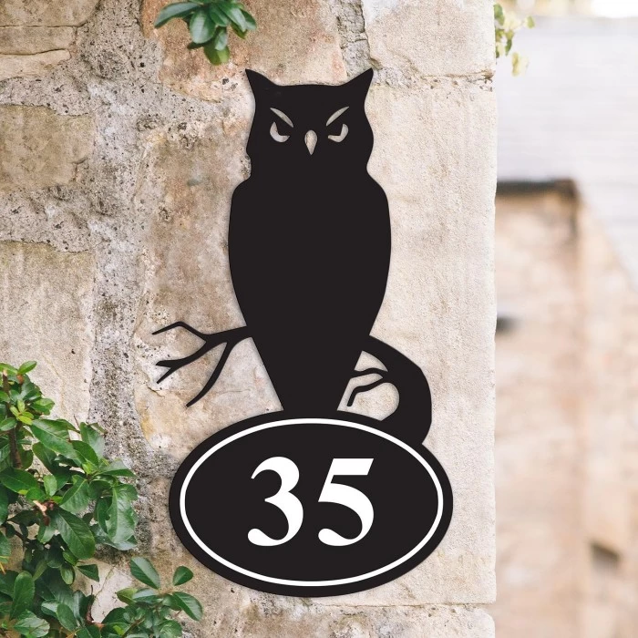 Owl Iron House Number Sign 3 Owl Iron House Number Sign