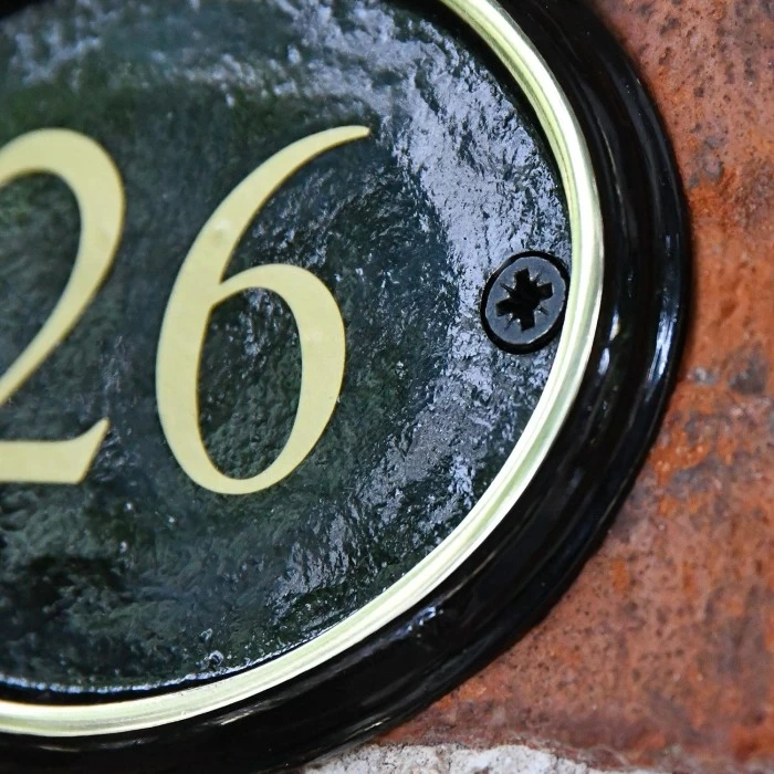 Polished Brass & Black Oval House Number Sign - Vinyl Numbers - Image 7