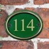 Polished Brass & Green Cast Oval House Number Sign - Vinyl Numbers -House Sign Discount Store polished brass green cast oval house number sign 3