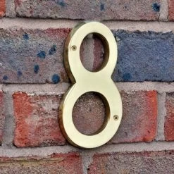 6 Inch Extra Large Polished Brass Numbers -House Sign Discount Store polsihed brass 6 inch number 8 on wall