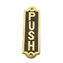 Vertical Solid Brass Push Sign