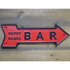 "Happy Hours" Red Iron Bar Sign