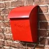 Bright Red Contemporary Post Box With Lock -House Sign Discount Store red lockable contemporary post box in situ