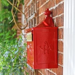 Red "The Suffolk" Post Or Parcel Box -House Sign Discount Store red the suffolk wall mail box