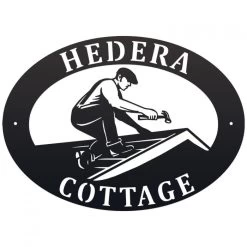 Roofer Iron Oval House Sign