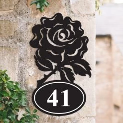 English Rose Iron House Number Sign -House Sign Discount Store rose iron house number sign