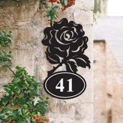 English Rose Iron House Number Sign -House Sign Discount Store rose iron house number sign 2