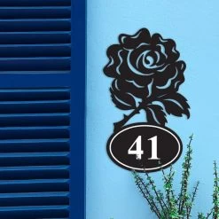 English Rose Iron House Number Sign -House Sign Discount Store rose iron house number sign 3