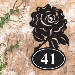 English Rose Iron House Number Sign -House Sign Discount Store rose iron house number sign 4