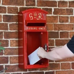 Red & Gold "Goldney" King George Curved Roof Post Box -House Sign Discount Store sani130 r s 1