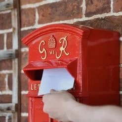 Red & Gold "Goldney" King George Curved Roof Post Box -House Sign Discount Store sani130 r s 5