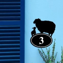 Sheep & Lamb Iron House Number Sign -House Sign Discount Store sheep lamb iron house number sign 3