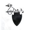 Shield Scroll Hanging Sign Bracket -House Sign Discount Store sheild wrought iron barcket 1