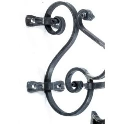 Shield Scroll Hanging Sign Bracket -House Sign Discount Store sheild wrought iron barcket close 1