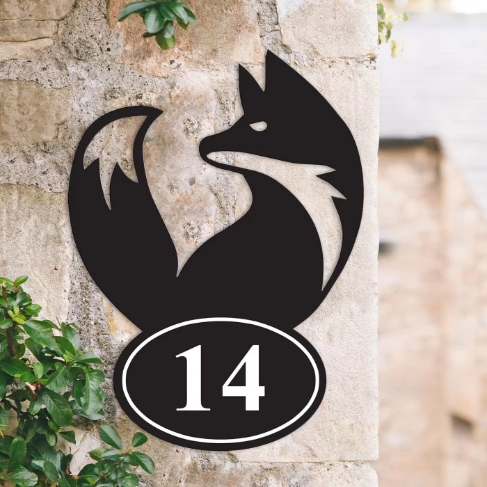 Simplistic Fox Iron House Number Sign 4 Simplistic Fox Iron House Number Sign - Image 2