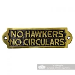 Polished Brass "No Hawkers No Circulars" Sign
