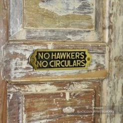 Polished Brass "No Hawkers No Circulars" Sign -House Sign Discount Store sp205pbl polished brass no hawkers sign 3