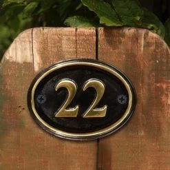Polished Brass & Black Oval House Number Sign -House Sign Discount Store sp398 3 1