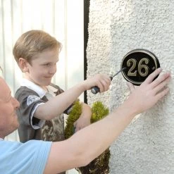 Polished Brass & Black Oval House Number Sign -House Sign Discount Store sp398 4 1