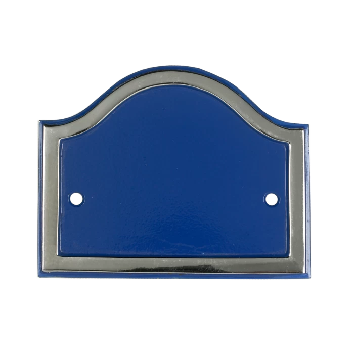 Blank Arched House Number Plaque - Blue & Bright Chrome - Image 2