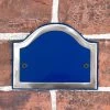 Blank Arched House Number Plaque - Blue & Bright Chrome -House Sign Discount Store sp399 cast brass chrome blue number plaque 1