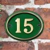 Polished Brass & Green Cast Oval House Number Sign -House Sign Discount Store sp399 pbl g oval cast 1