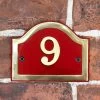 Arched House Number Sign - Claret & Brass -House Sign Discount Store sp399 pbl r cast brass red number plaque