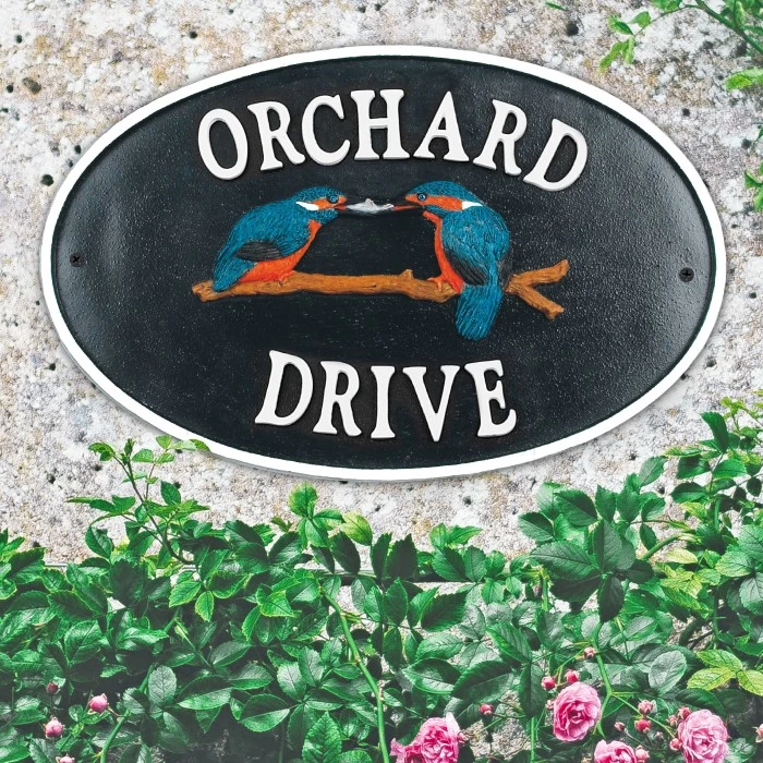 "Kingfisher" Cast Iron Effect Oval House Name Sign 4 "Kingfisher" Cast Iron Effect Oval House Name Sign - Image 2