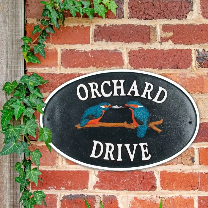 "Kingfisher" Cast Iron Effect Oval House Name Sign 5 "Kingfisher" Cast Iron Effect Oval House Name Sign - Image 3