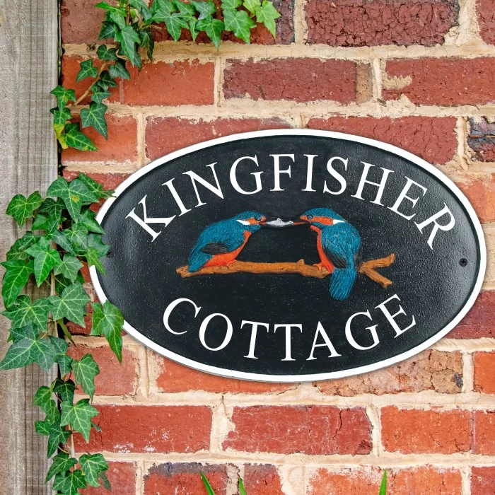 "Kingfisher" Cast Iron Effect Oval House Name Sign- Vinyl Letters 4 "Kingfisher" Cast Iron Effect Oval House Name Sign- Vinyl Letters - Image 2