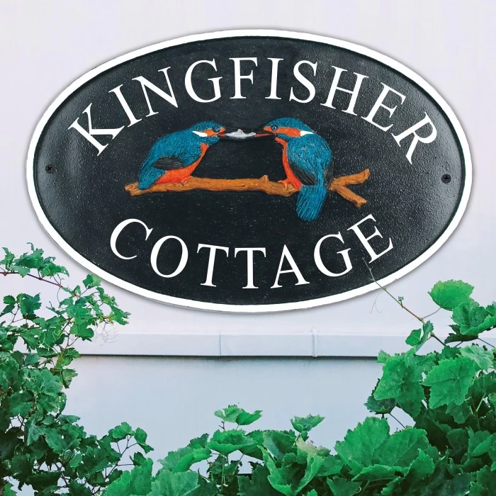 "Kingfisher" Cast Iron Effect Oval House Name Sign- Vinyl Letters 5 "Kingfisher" Cast Iron Effect Oval House Name Sign- Vinyl Letters - Image 3